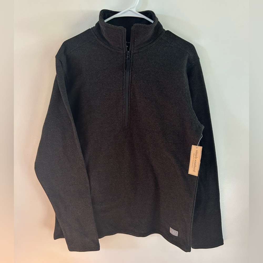 Simply Southern Black Pullover Quarter Zip Sweater Men’s Size M Sweatshirt NWT